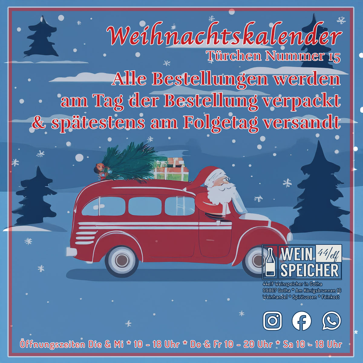 Weihnachten mit Genuss – der 44elf Weinspeicher kümmert sich